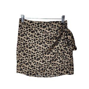 Shien Leopard Print Wrap Skirt Womens Size Small, Brown, Black, Tan